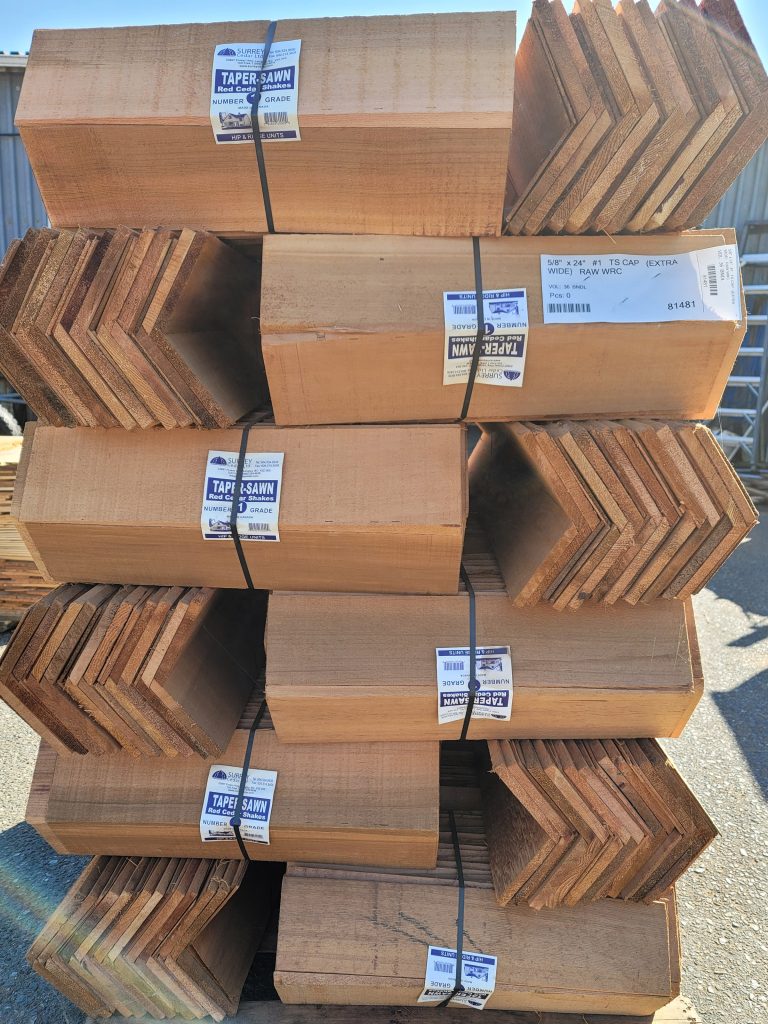 Cedar Roofing - 5/8" x 24" #1 Taper Sawn Cap